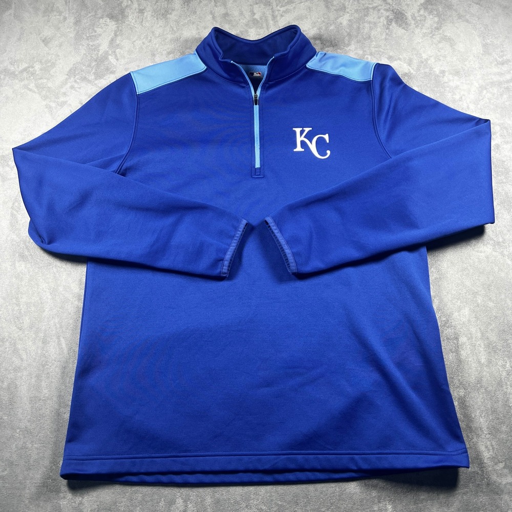 Kansas City Royals 1/4 Zip Pullover Mens Large‎ Blue MLB Genuine Merchandise
